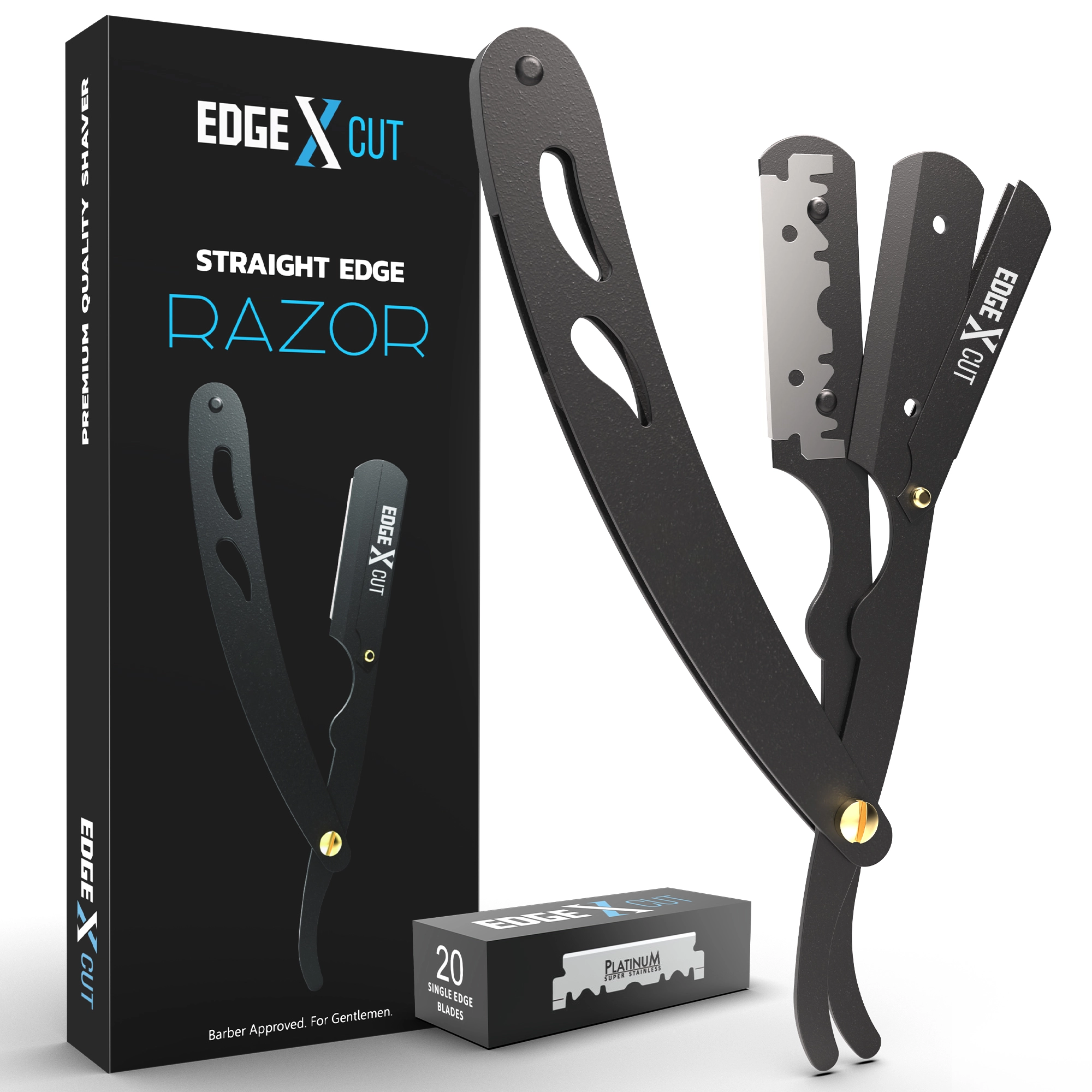 EdgeX Cut Straight Edge Razor with box and 20 blades
